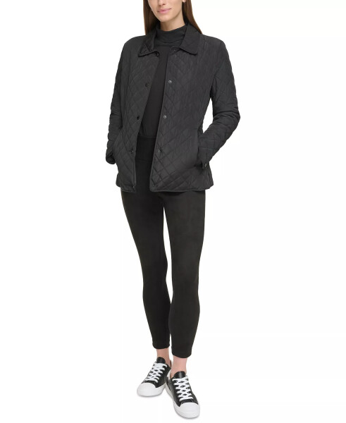 Womens Collared Quilted Coat Black - 6