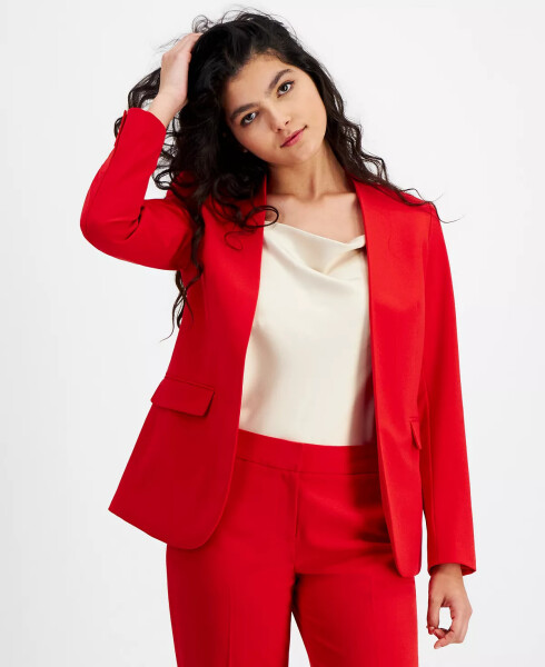 Women's Collarless Open-Front Blazer, Created for Modazone Salsa Red - 1