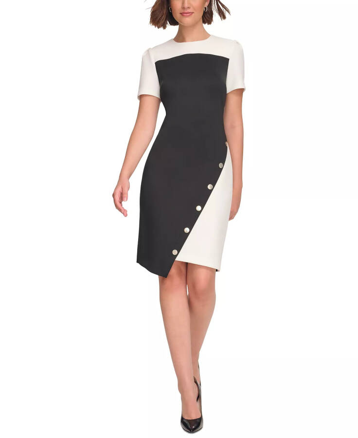 Women's Color-Blocked Asymmetric Dress Black.ivory - 1