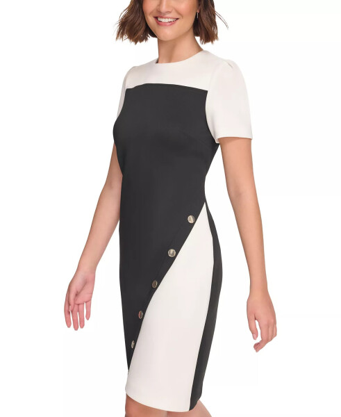 Women's Color-Blocked Asymmetric Dress Black.ivory - 3