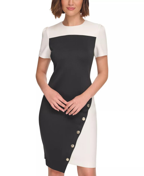 Women's Color-Blocked Asymmetric Dress Black.ivory - 4