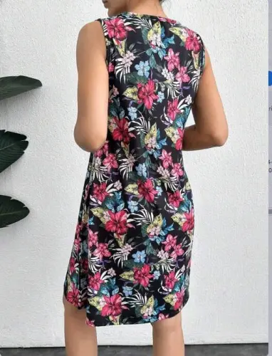 Women's Colorful Floral Print Supreme Dress - 4