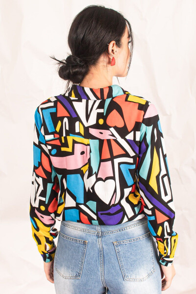 Women's Colorful Graphic Pattern Viscose Shirt ARM-20K082008 - 6