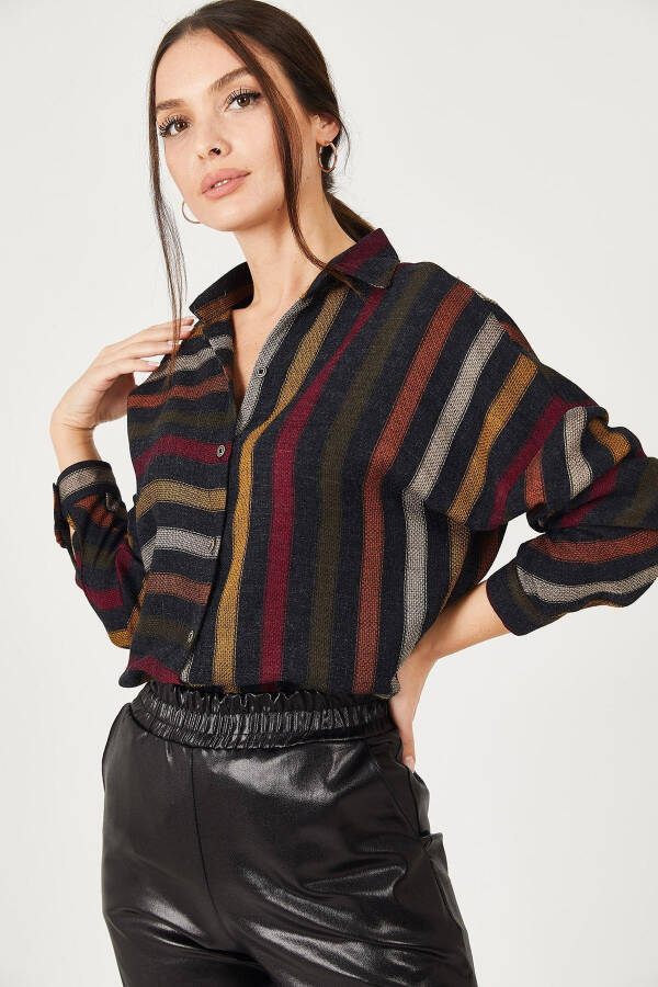 Women's Colorful Striped Oversized Shirt ARM-21K001034 - 13