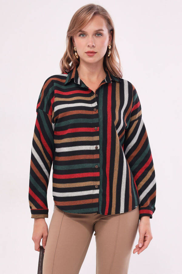 Women's Colorful Striped Oversized Shirt ARM-21K001034 - 10