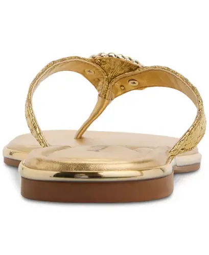 Women's Conchiglia Seashell Flat Thong Sandals-Metallic Gold - 3