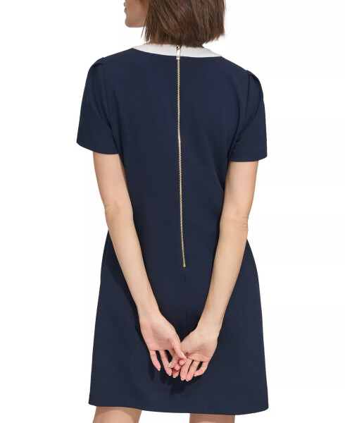 Women's Contrast-Trim Scuba Crepe Shift Dress Sky Blue - 2