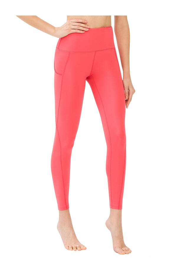 Women's Coral Belted High Waisted Double Pocket Tummy Control Sports Leggings - 2