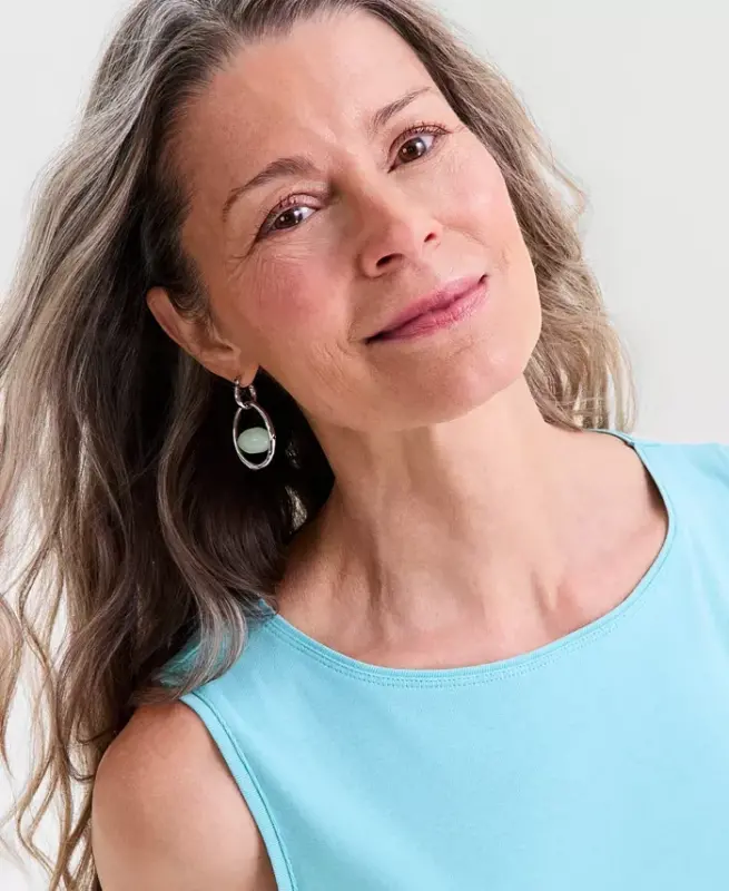 Women's Cotton Boat-Neck Sleeveless Top, Created for Modazone - Amazonite - 3