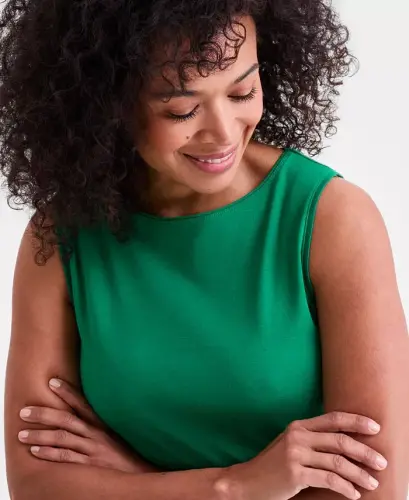 Women's Cotton Boat-Neck Sleeveless Top, Created for Modazone - Clover Leaf - 3