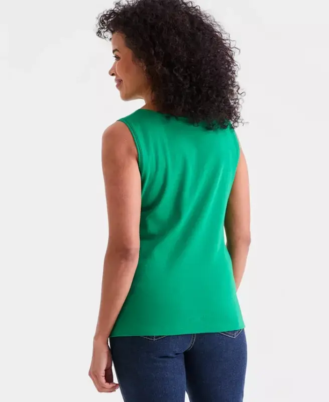 Women's Cotton Boat-Neck Sleeveless Top, Created for Modazone - Clover Leaf - 4