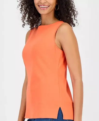 Women's Cotton Boat-Neck Sleeveless Top, Created for Modazone - Flamebound 