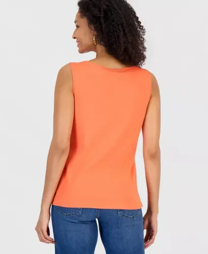 Women's Cotton Boat-Neck Sleeveless Top, Created for Modazone - Flamebound - STYLE & CO (1)