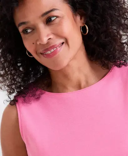 Women's Cotton Boat-Neck Sleeveless Top, Created for Modazone - Flower Ginger - 3