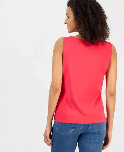 Women's Cotton Boat-Neck Sleeveless Top, Created for Modazone - Fresh Lipstick - STYLE & CO (1)