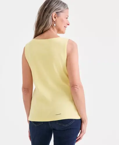 Women's Cotton Boat-Neck Sleeveless Top, Created for Modazone - Sunshine - STYLE & CO (1)