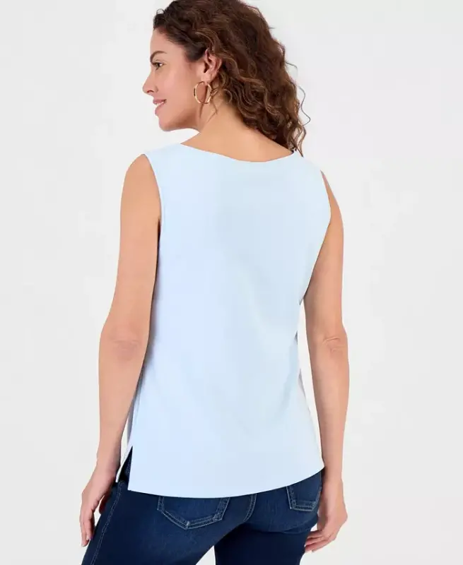 Women's Cotton Boat-Neck Sleeveless Top, Created for Modazone - Surf Crest - 2