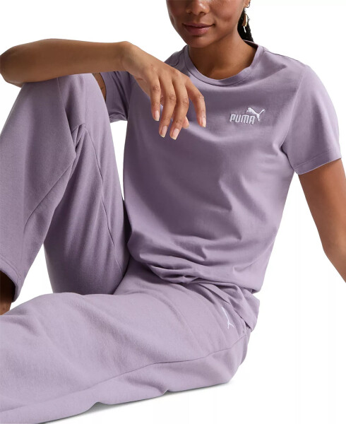 Women's Cotton Crewneck Embroidered-Logo T-Shirt Pale Plum - 1