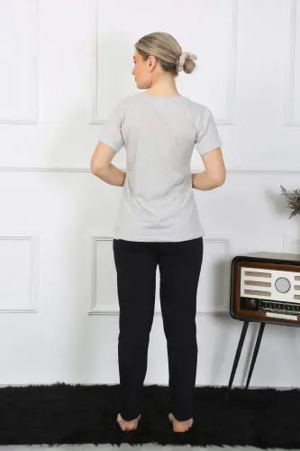 Women's Cotton Jersey Lovers' Pyjama Set Grey 50126 Price of one set - 5
