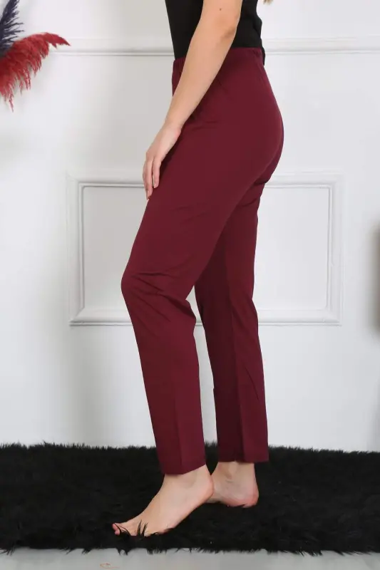 Women's Cotton Knit Single Bottom Pajamas Maroon 27513 - BÜYÜKBEDENIZ