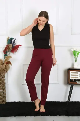 Women's Cotton Knit Single Bottom Pajamas Maroon 27513 - BÜYÜKBEDENIZ (1)