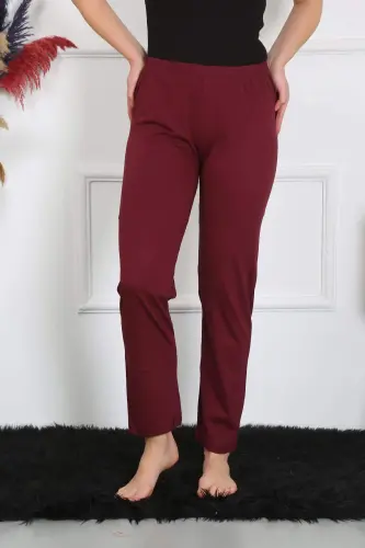 Women's Cotton Knit Single Bottom Pajamas Maroon 27513 - 3