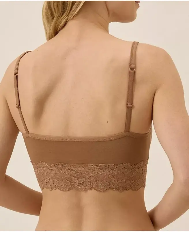 Women's Cotton Lace Smooth Cup Bralette - Brown sugar - 3