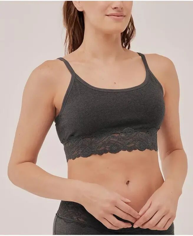 Women's Cotton Lace Smooth Cup Bralette - Charcoal heather - 1