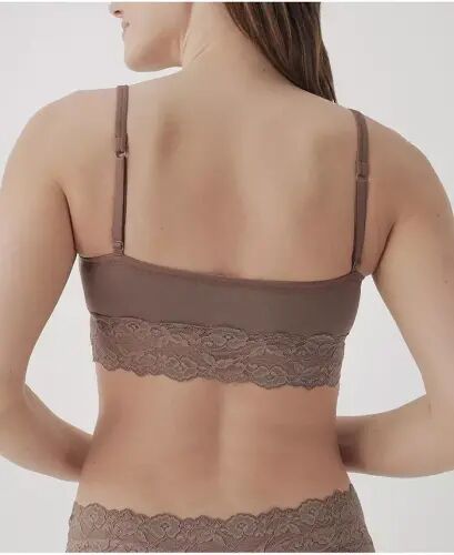 Women's Cotton Lace Smooth Cup Bralette - Deep taupe - Pact (1)