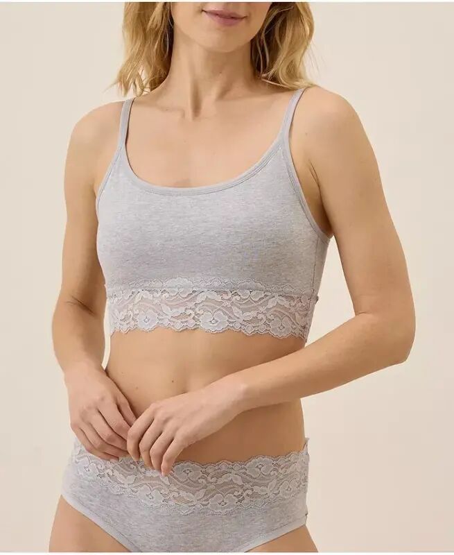Women's Cotton Lace Smooth Cup Bralette - Light heather grey - Pact
