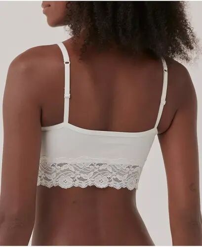 Women's Cotton Lace Smooth Cup Bralette - White - PACT (1)