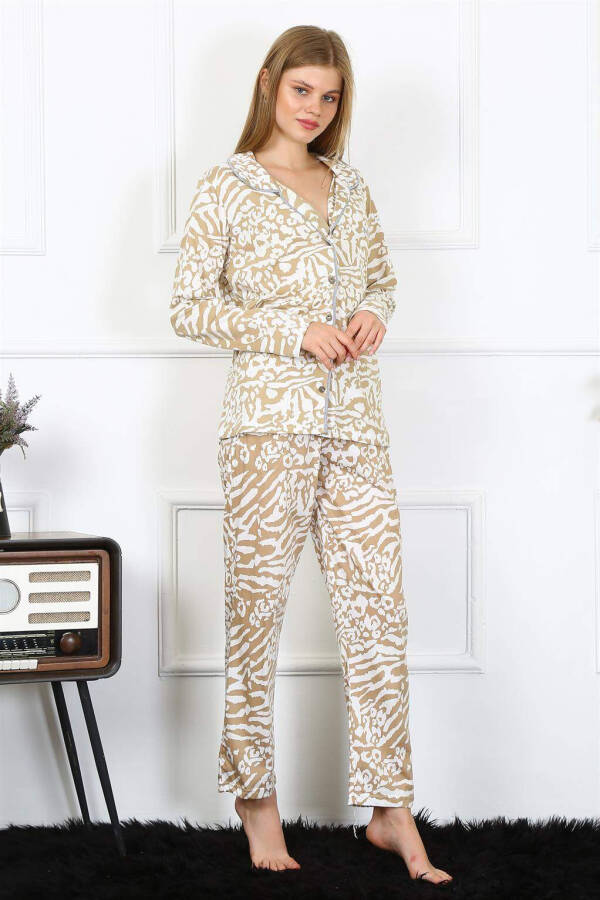 Women's Cotton Long Sleeve Button-Front Pajama Set 2780 - 7