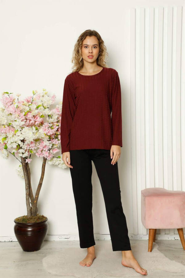 Women's Cotton Long Sleeve Pajama Set 4111 - 1