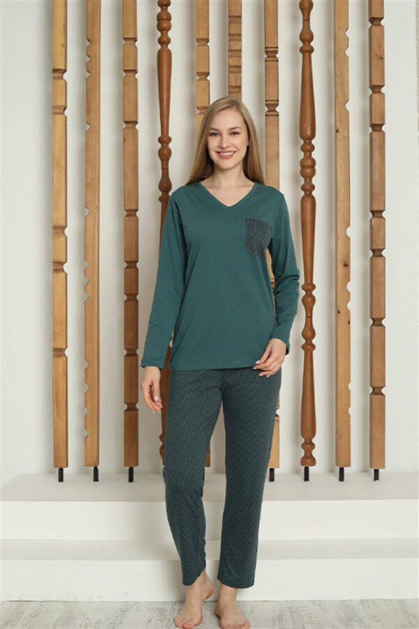 Women's Cotton Long Sleeve Pajama Set 4146 - 1