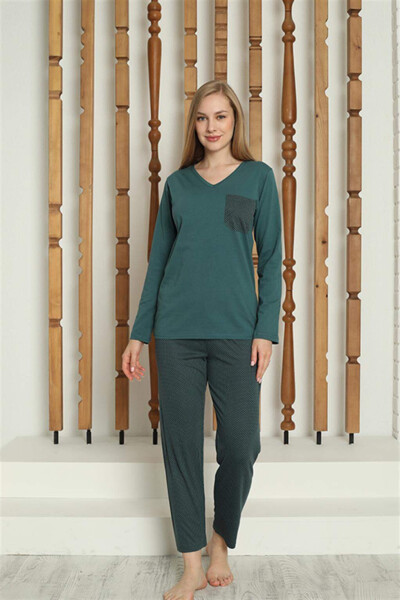 Women's Cotton Long Sleeve Pajama Set 4146 - 2