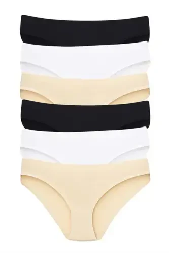 Women's Cotton Lycra Colorful Plain Panties 6-Pack | Comfortable and Soft Underwear - 4