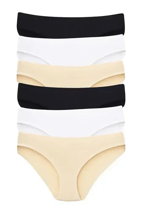 Women's Cotton Lycra Colorful Plain Panties 6-Pack | Comfortable and Soft Underwear - 4