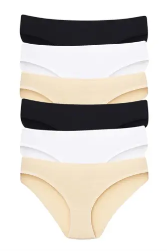 Women's Cotton Lycra Colorful Plain Panties 6-Pack | Comfortable and Soft Underwear - 4