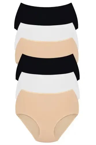 Women's Cotton Lycra High Waist Colorful Panties 6 Pack - 4