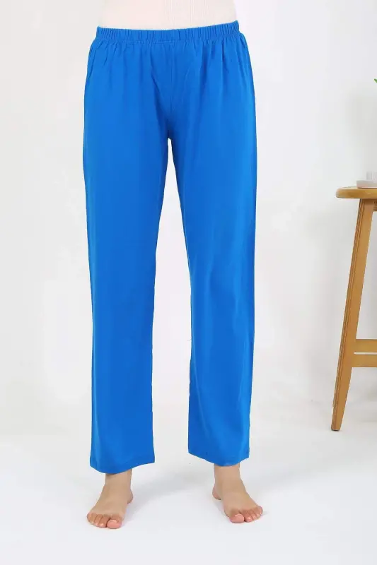 Women's Cotton Plain Single Bottom Pajama 27535 Blue - 3