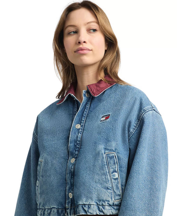 Women's Cotton Quilted Reversible Denim Jacket DENIM LIGHT - 3