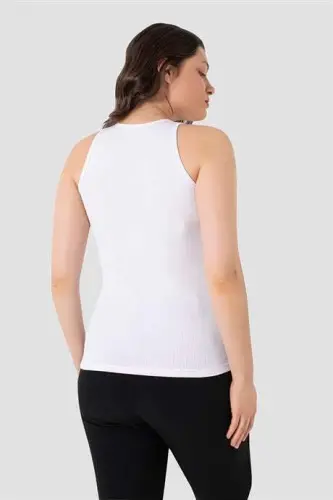 Women's Cotton Ribbed Look Halter Neck Black White Gray Tank Top 3-Pack - 10