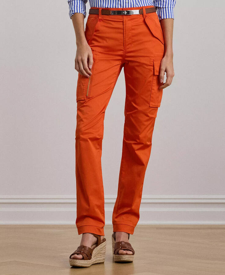 Women's Cotton Sateen Cargo Pants Orange Lily - 1