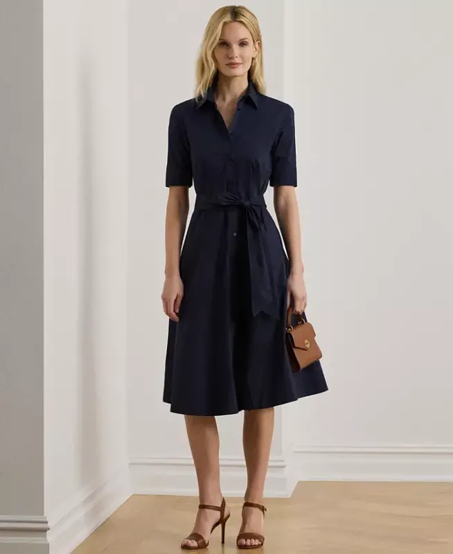 Women's Cotton Shirtdress - Lauren Navy - 1