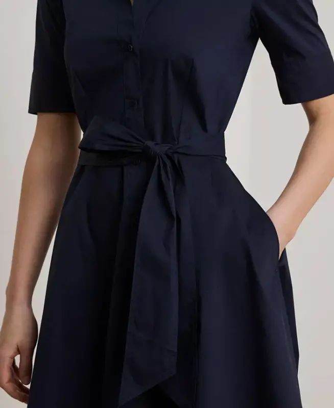 Women's Cotton Shirtdress - Lauren Navy - 3
