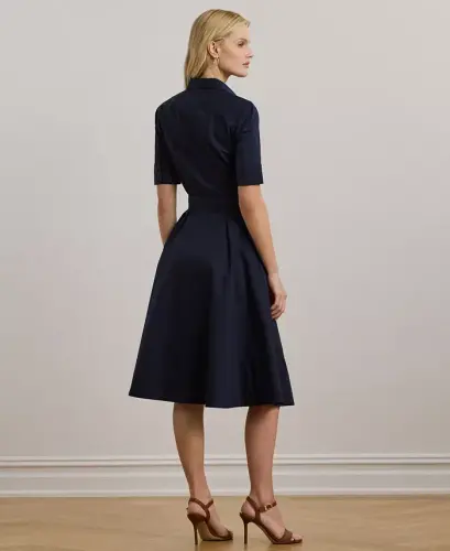 Women's Cotton Shirtdress - Lauren Navy - 4