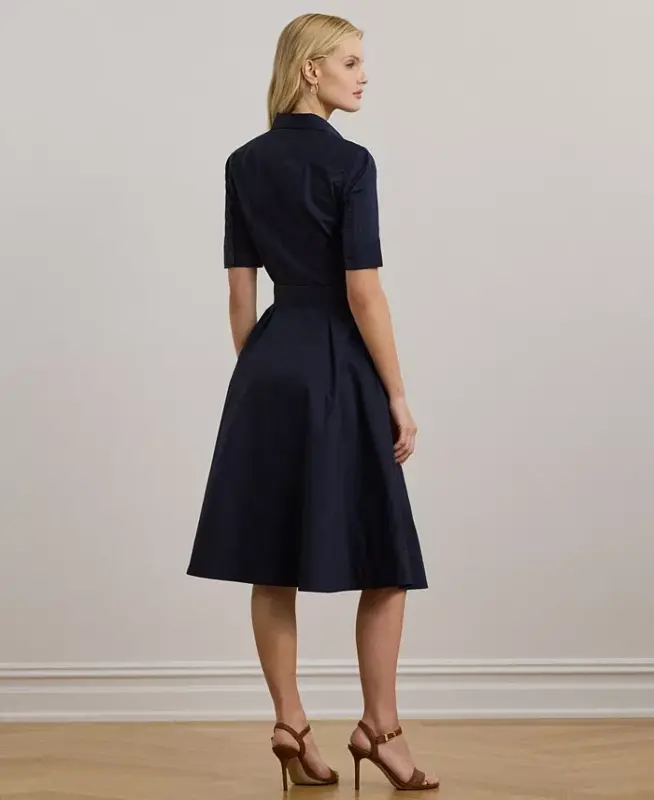 Women's Cotton Shirtdress - Lauren Navy - 4