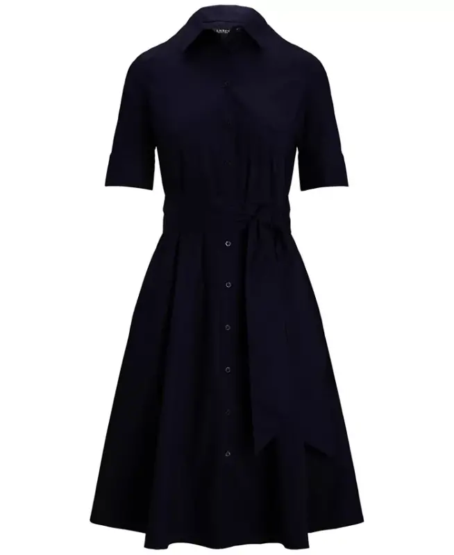 Women's Cotton Shirtdress - Lauren Navy - 5