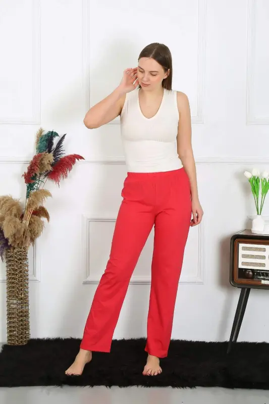 Women's Cotton Single-Bottom Pajamas, Coral 27514 - 1