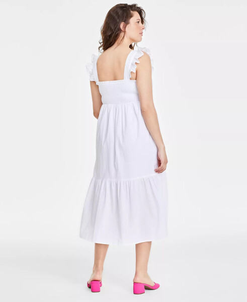 Women's Cotton Smocked Midi Dress, Created for Modazone Bright White - 10